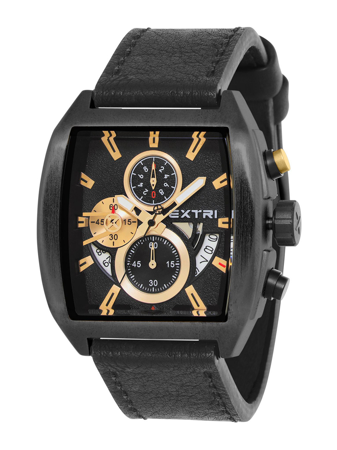 EXTRI Men Dial & Leather Textured Straps Analogue Watch X6075-D