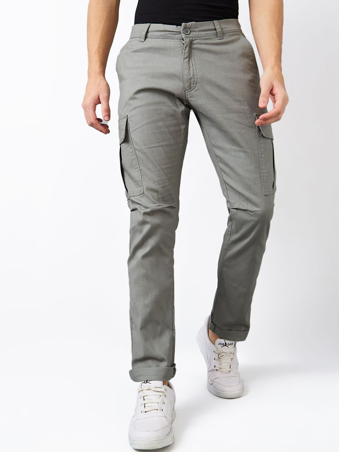 SPYKAR Men Regular Fit Mid-Rise Cotton Cargos Trouser