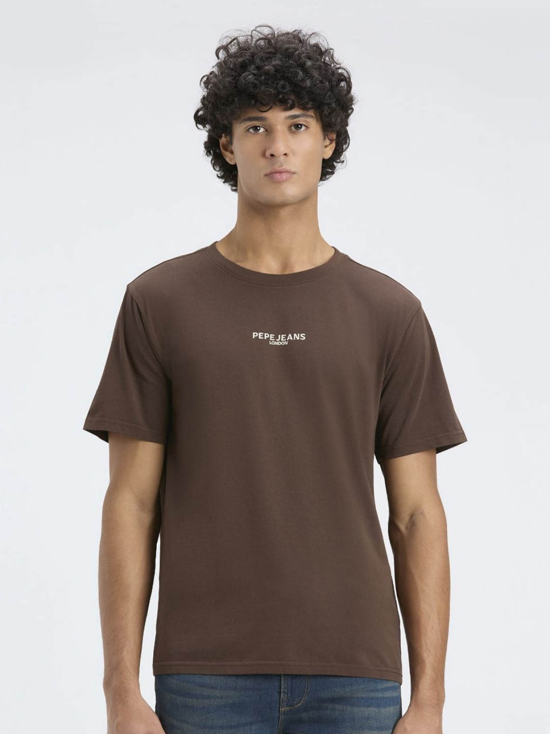 Pepe Jeans Men Solid Round Neck Pure Cotton T-shirt
