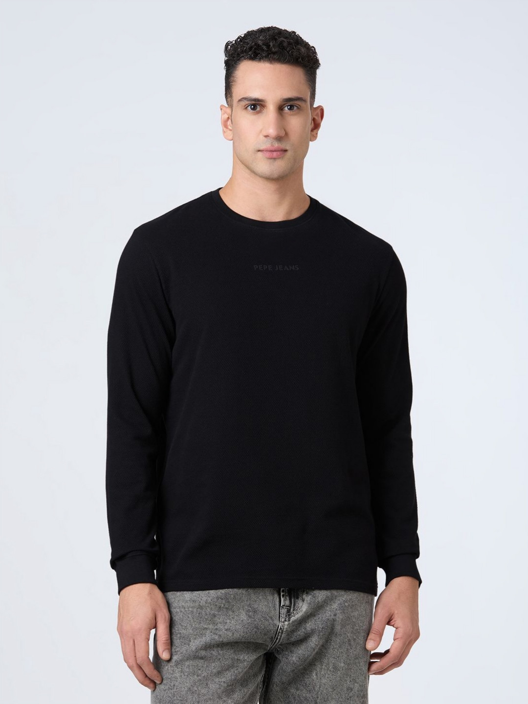 Pepe Jeans Men Solid Round Neck Pure Cotton T-shirt