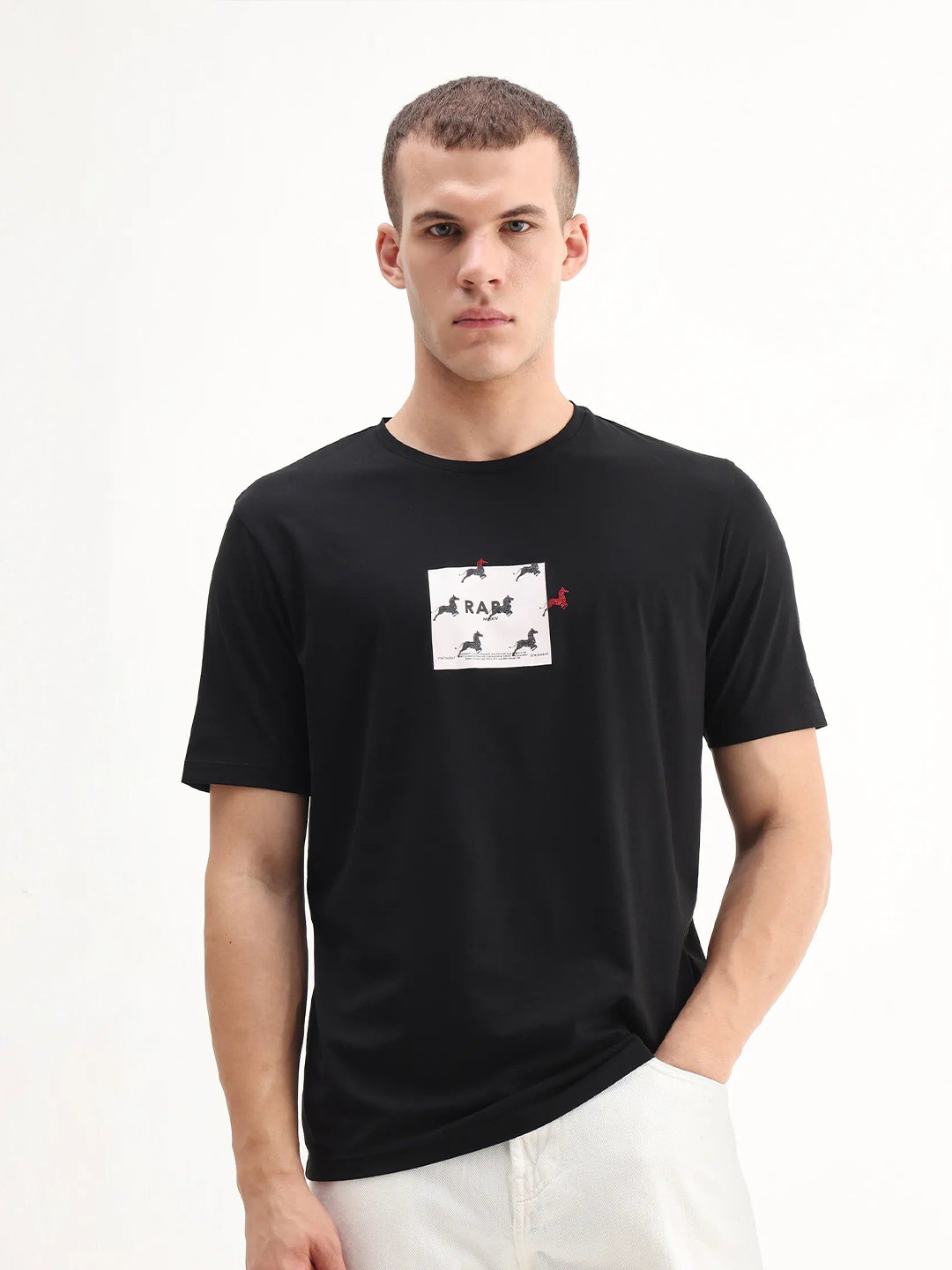 RARE RABBIT Men Graphic Printed Round Neck T-shirt