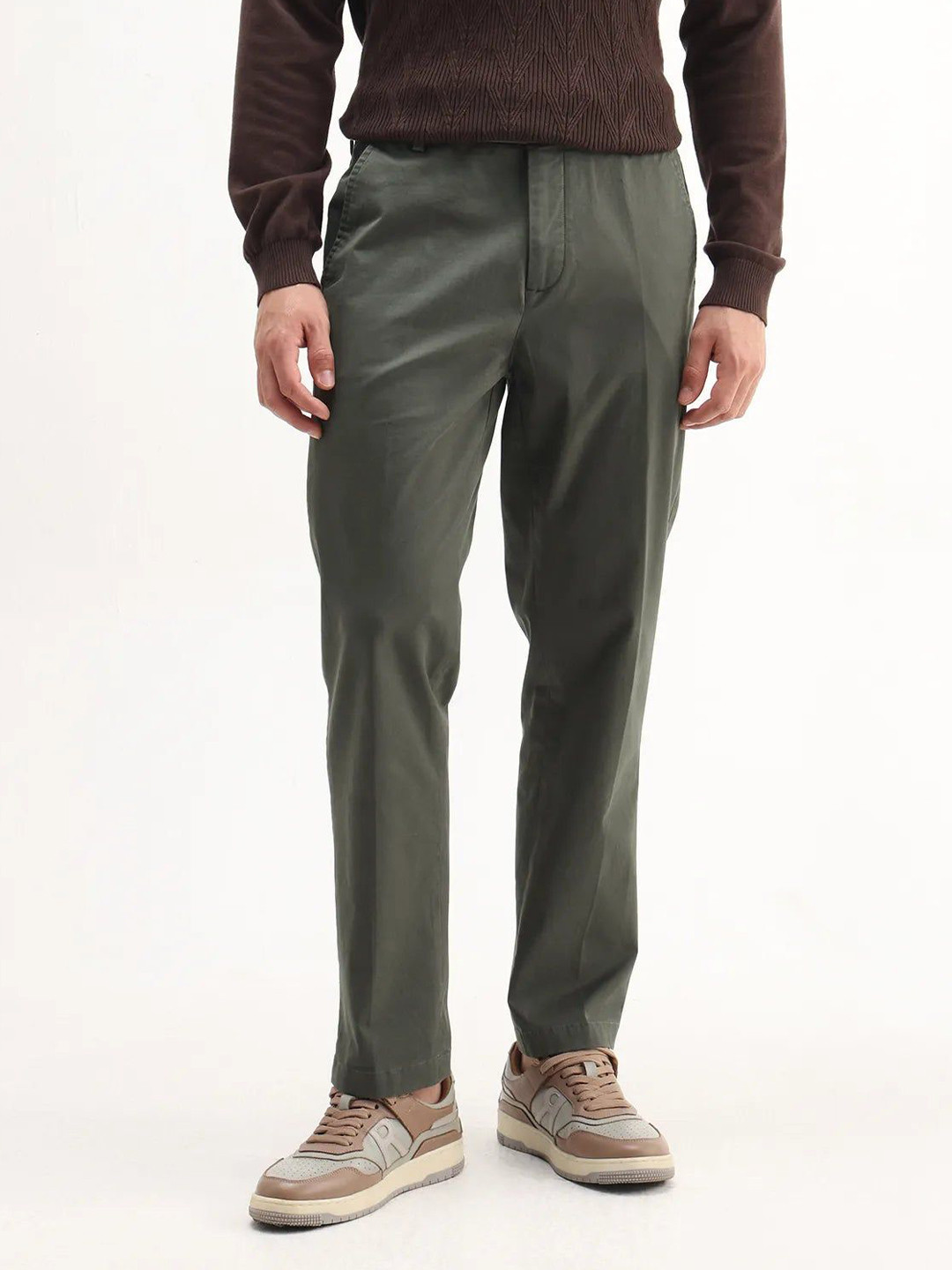 RARE RABBIT Men Green Regular Fit Plain Trouser