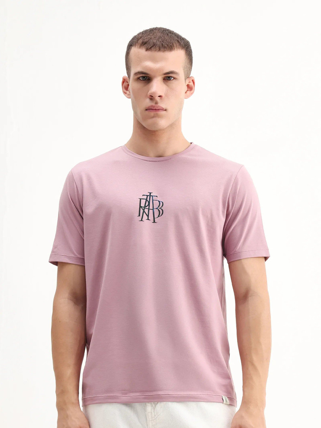 RARE RABBIT Men Solid Round Neck T-shirt