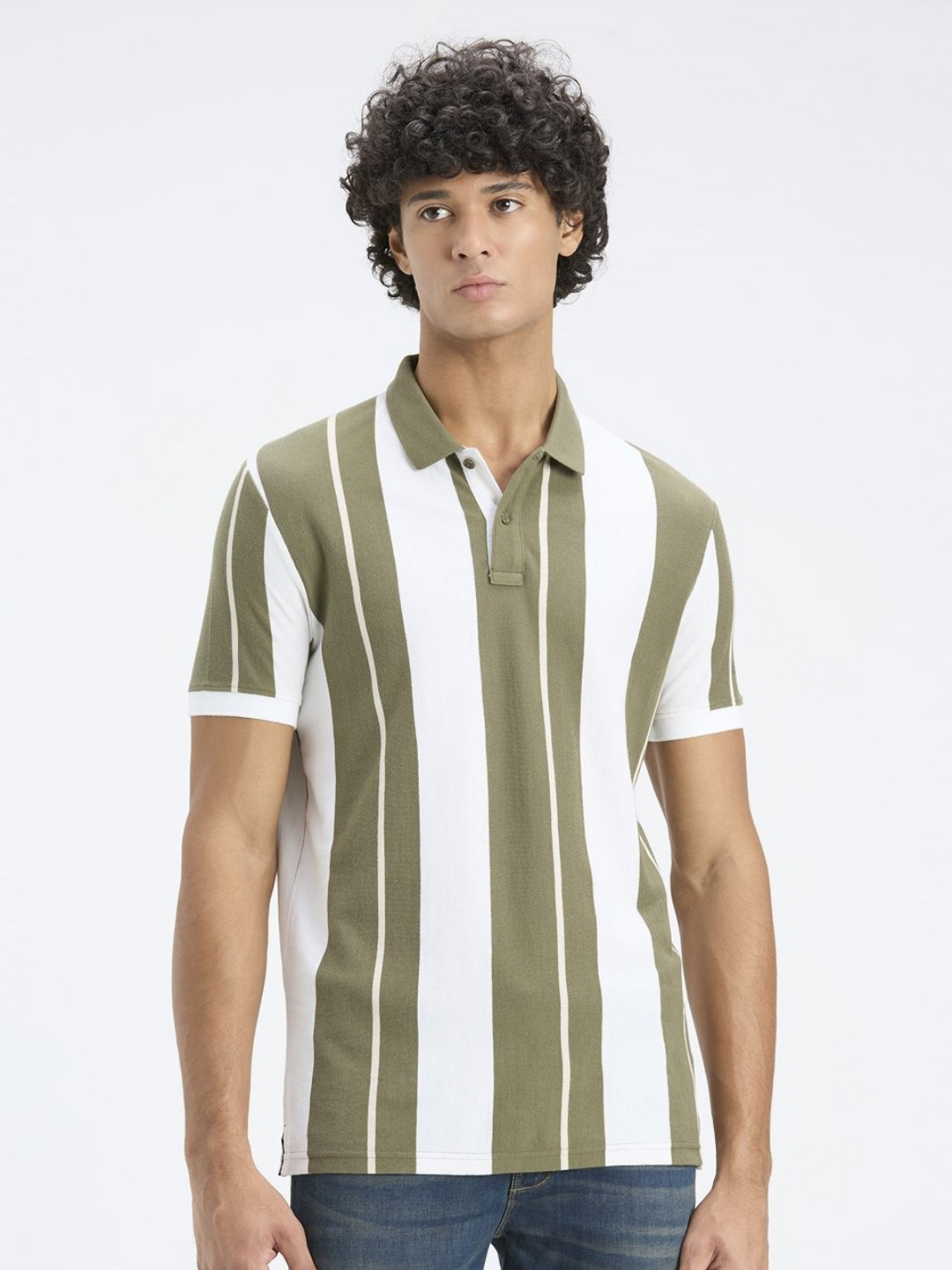 Pepe Jeans Striped Polo Collar Pure Cotton Slim Fit T-shirt