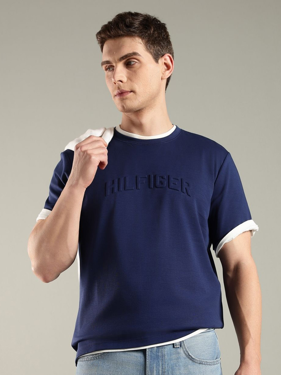 Tommy Hilfiger Men Brand logo Embroidered Regular Fit Round Neck T-shirt
