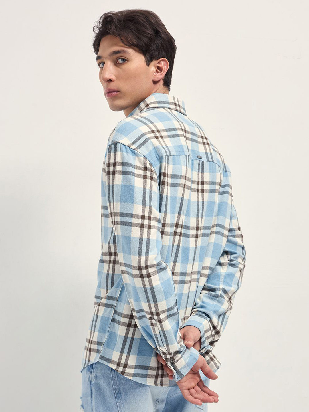THE BEAR HOUSE Tartan Checked Relaxed Fit Cotton Casual Shirt - Image 4