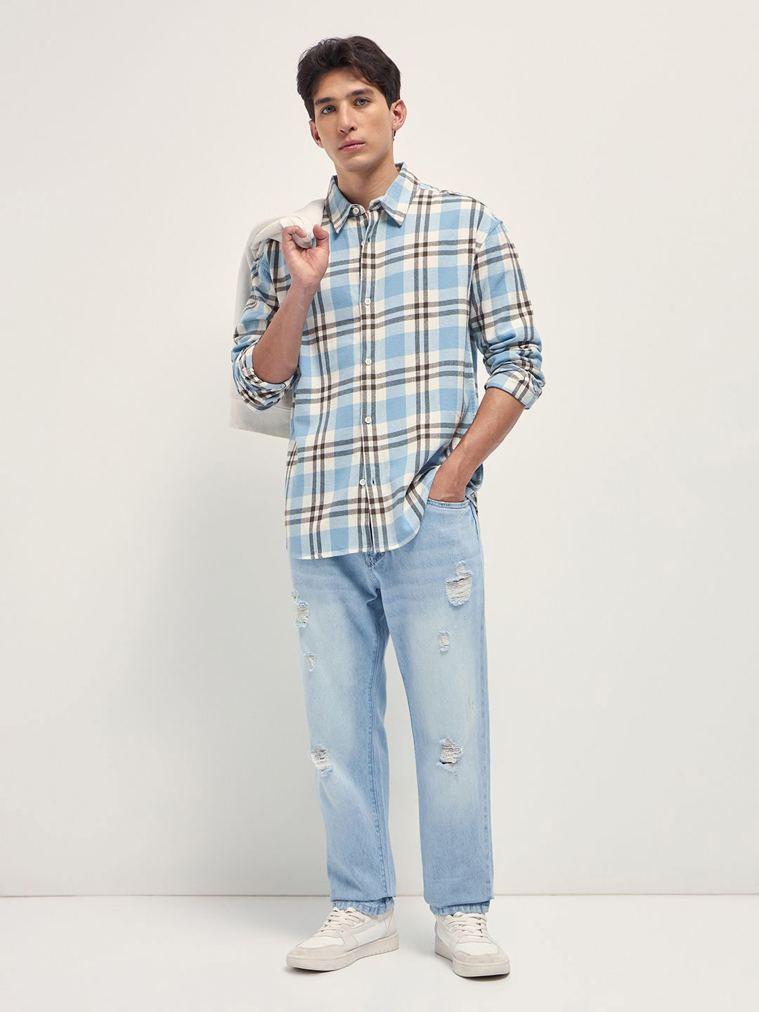 THE BEAR HOUSE Tartan Checked Relaxed Fit Cotton Casual Shirt - Image 5