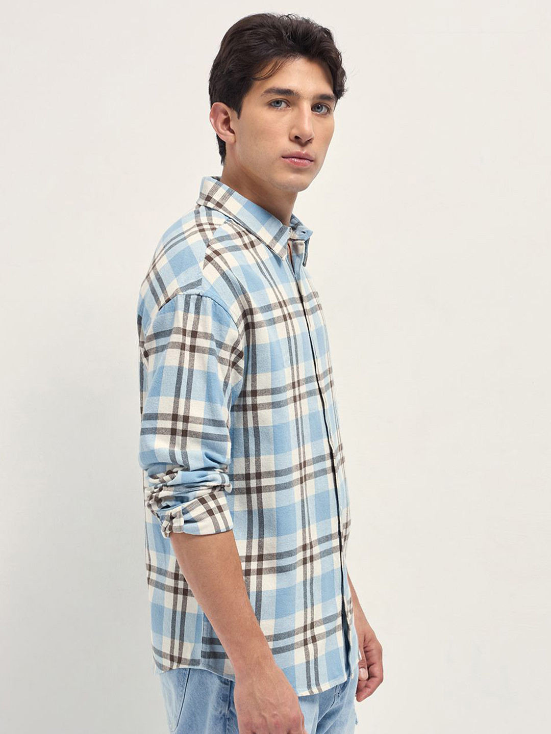 THE BEAR HOUSE Tartan Checked Relaxed Fit Cotton Casual Shirt - Image 3