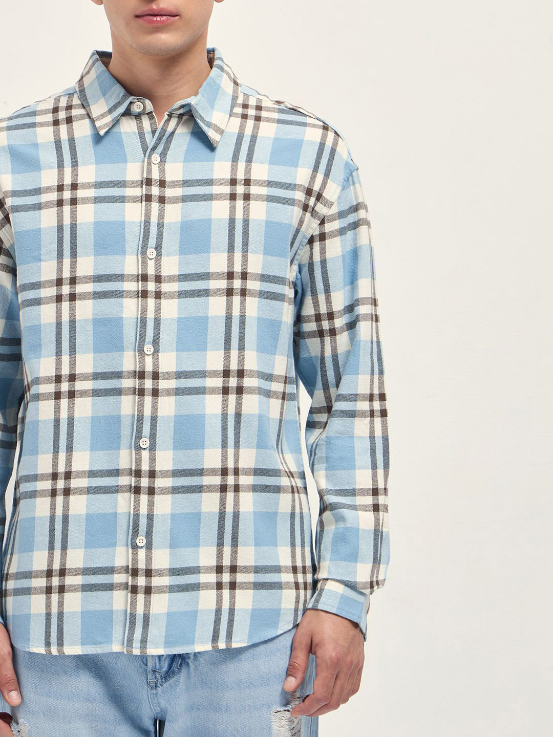 THE BEAR HOUSE Tartan Checked Relaxed Fit Cotton Casual Shirt - Image 6