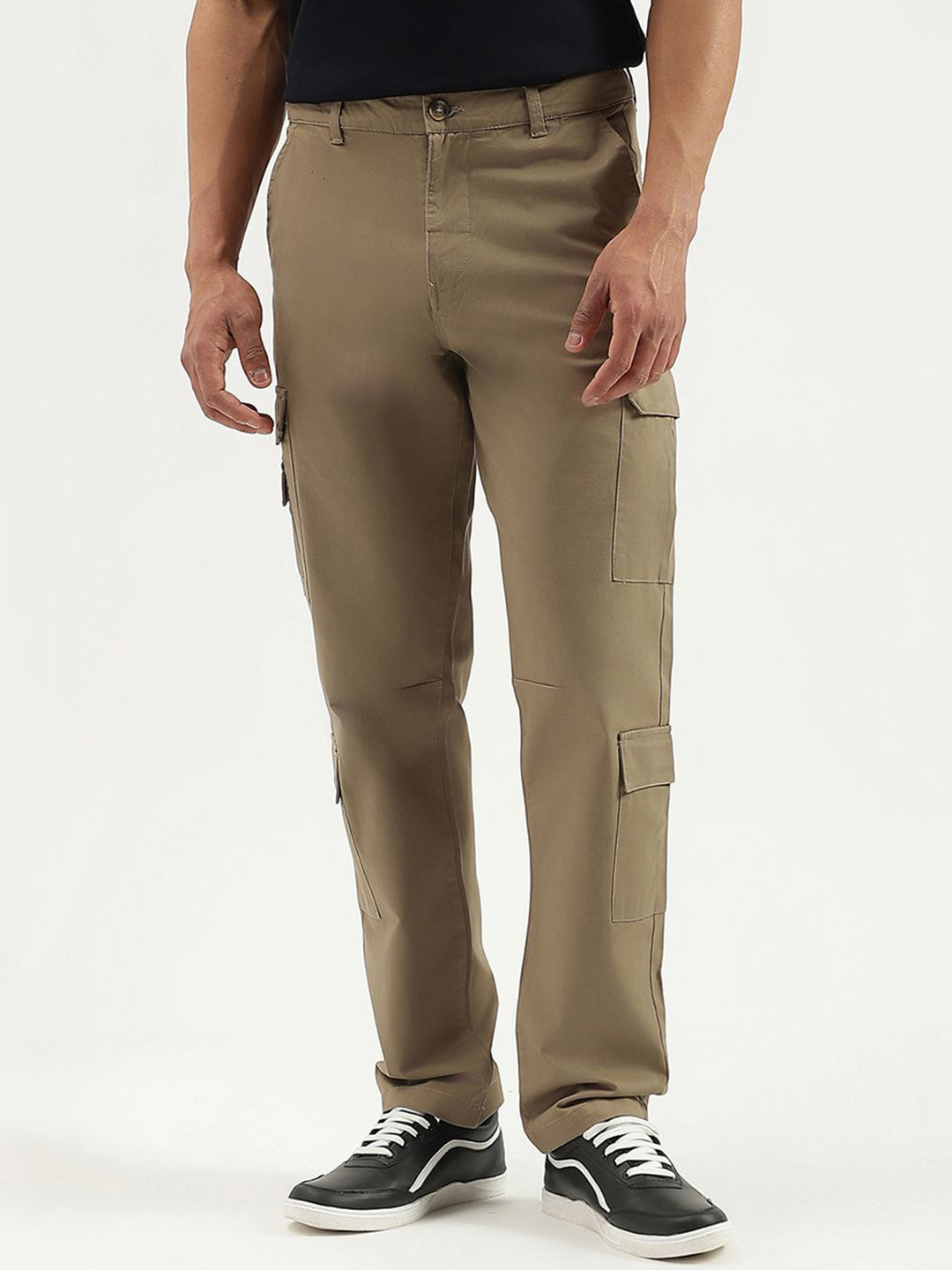 United Colors of Benetton Men Straight Fit High-Rise Cargos Trousers