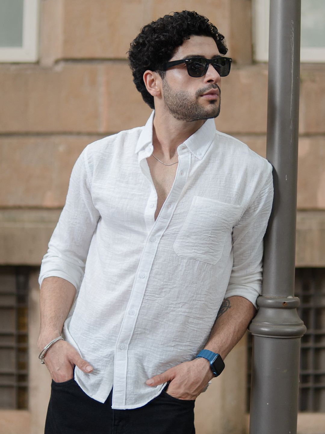 Powerlook Men Solid Spread Collar Casual Shirt