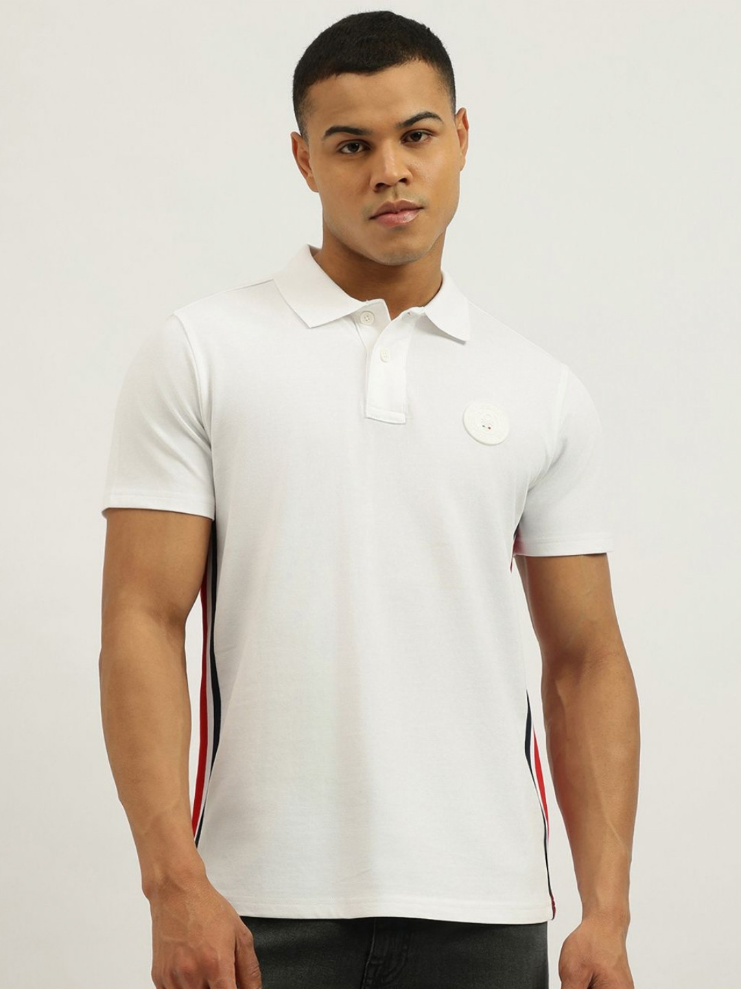 United Colors of Benetton Striped Polo Collar Relaxed Fit Pure Cotton T-shirt