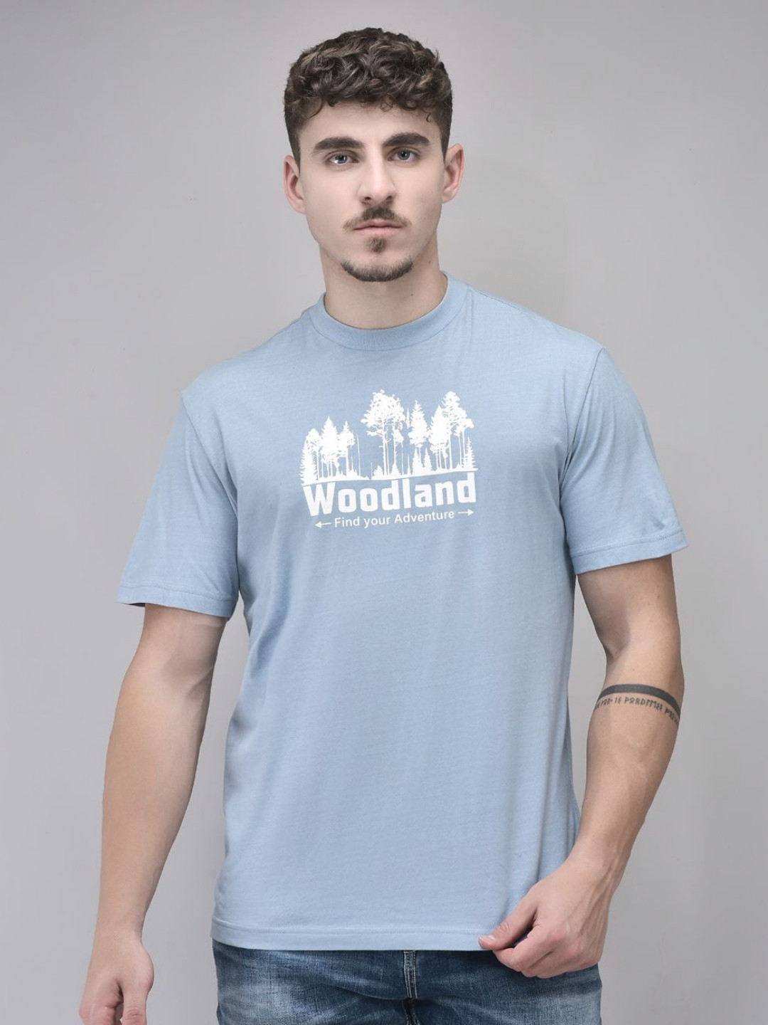 Woodland Men Brand Logo Printed  Organic Cotton T-shirt