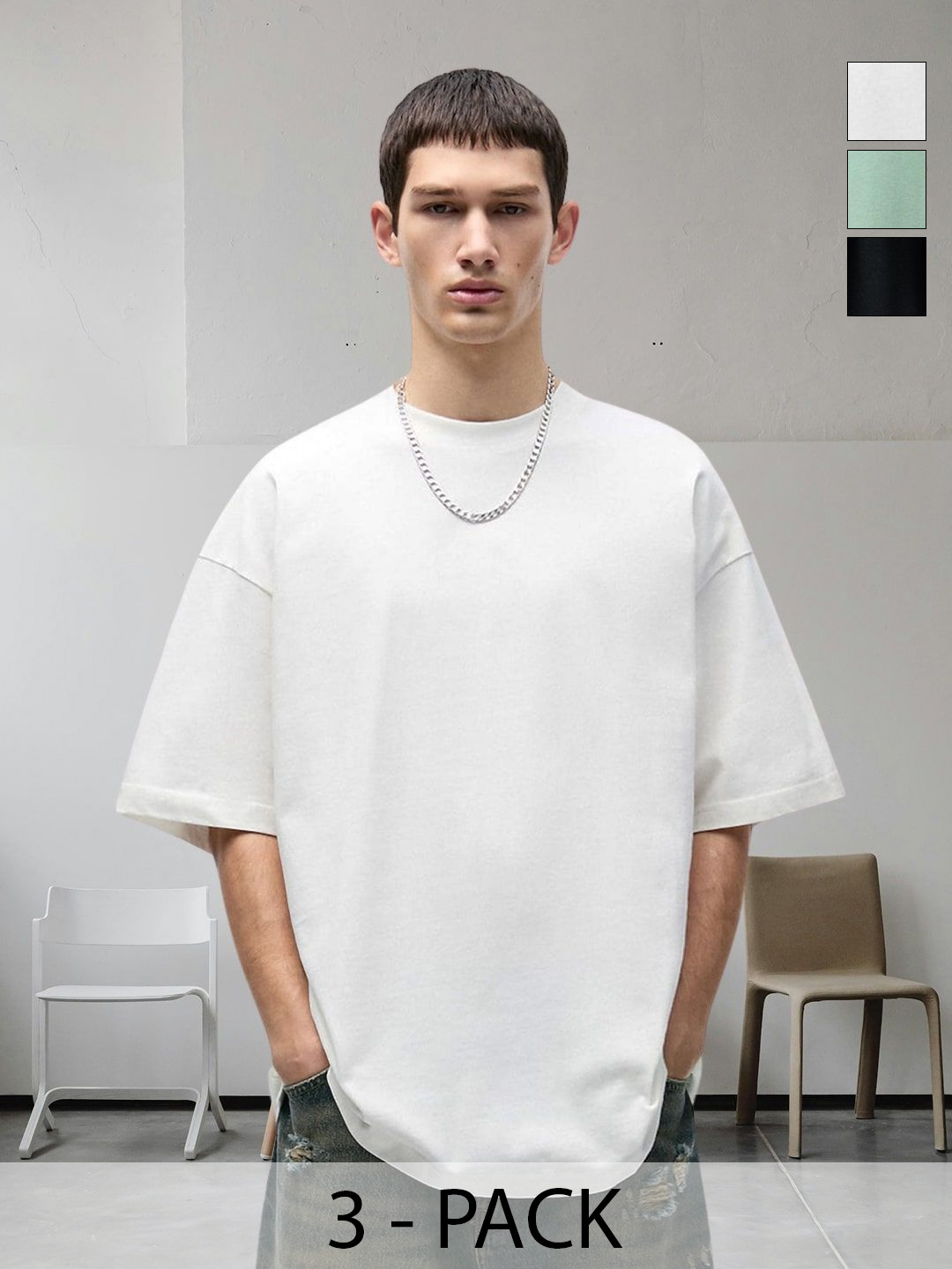 PRONK Men Pack of 3 Oversized T-shirts