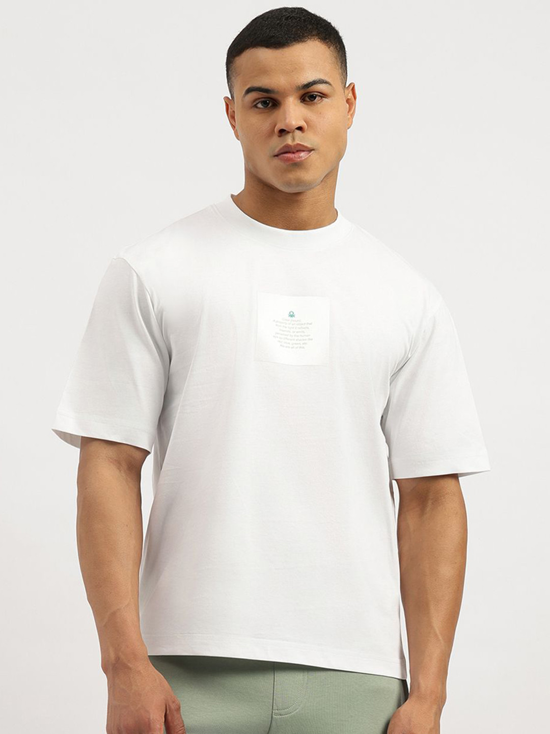 United Colors of Benetton Oversized Typography Printed Pure Cotton T-Shirt