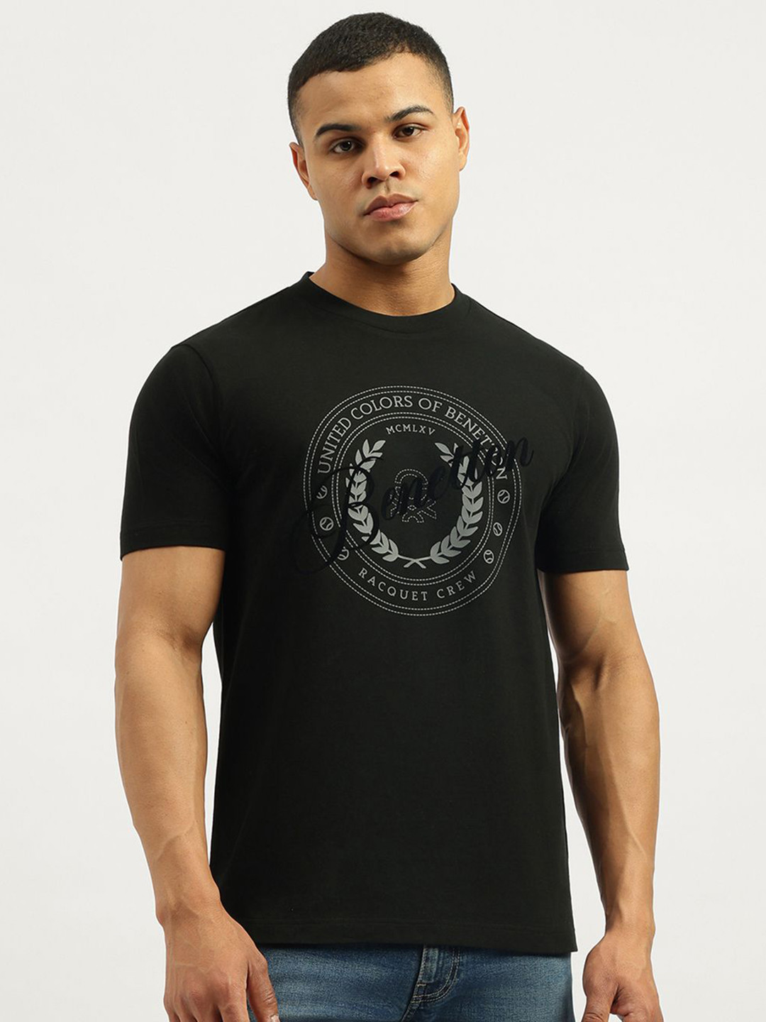 United Colors of Benetton Typography Printed Relaxed Fit Pure Cotton T-Shirt