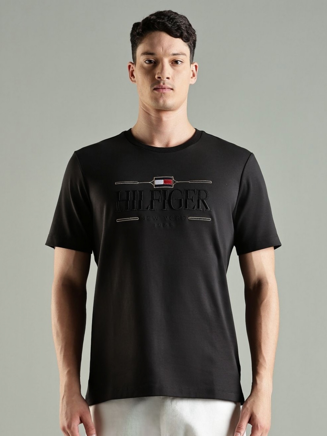 Tommy Hilfiger Men Typography Printed Round Neck Cotton T-shirt