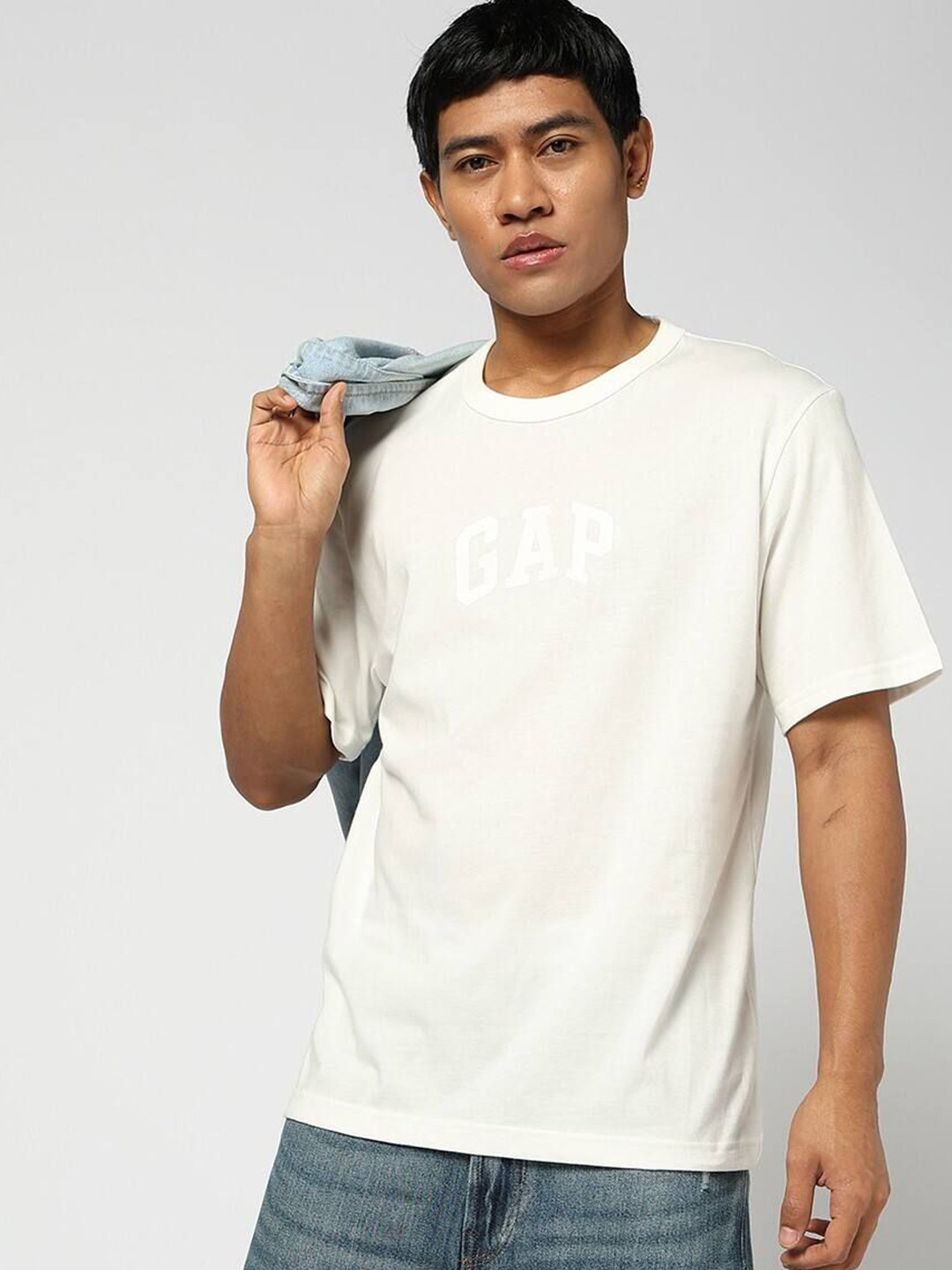GAP Brand Logo Printed Round Neck Pure Cotton Tshirt