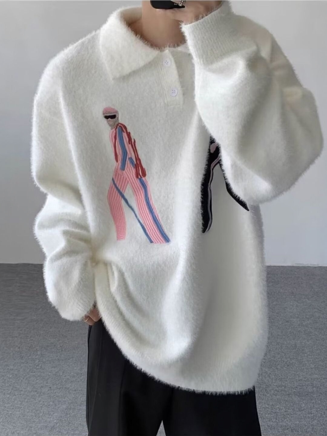 StyleCast Men Self Design Oversized Sweatshirt - Image 2