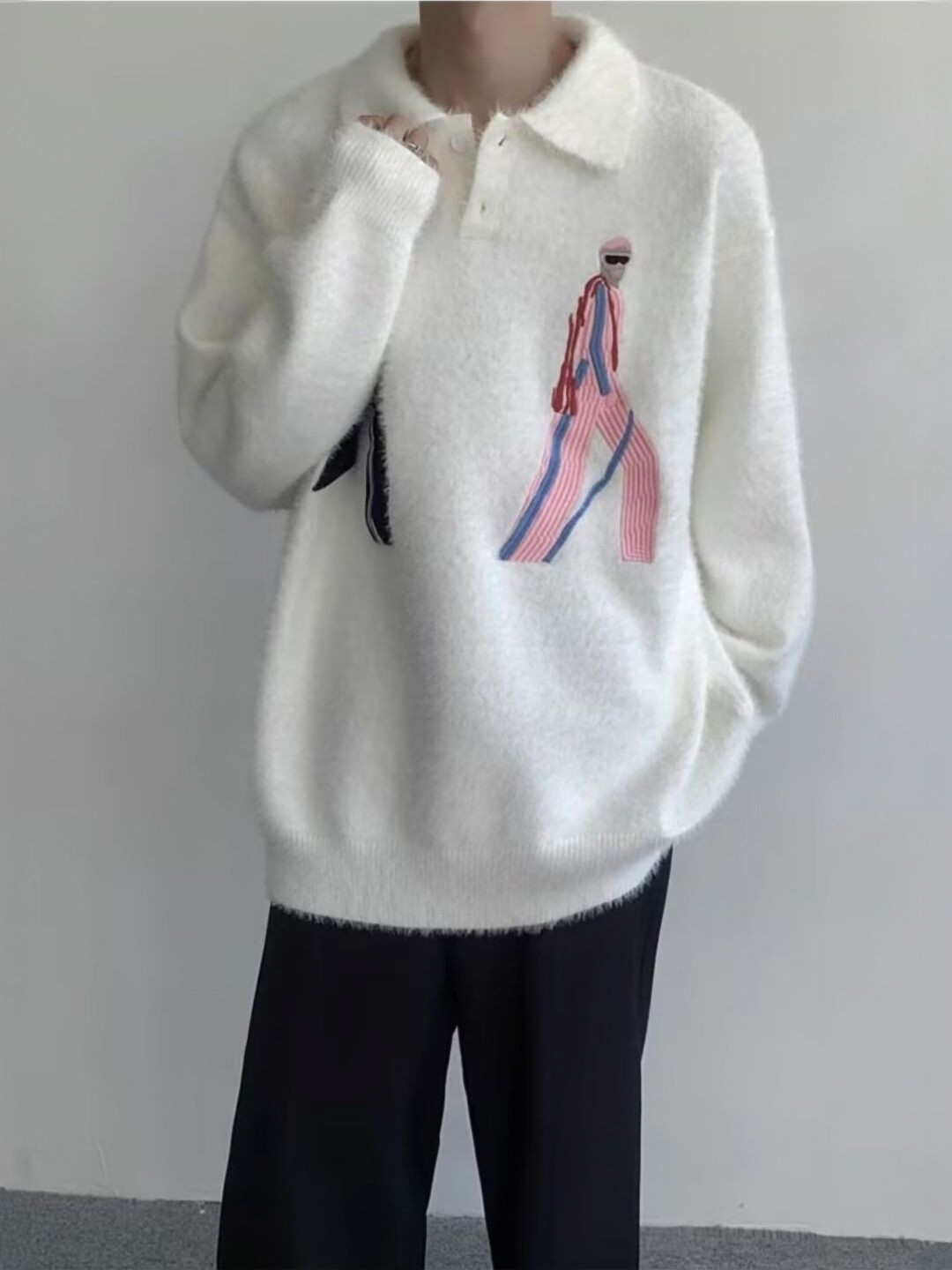 StyleCast Men Self Design Oversized Sweatshirt - Image 4