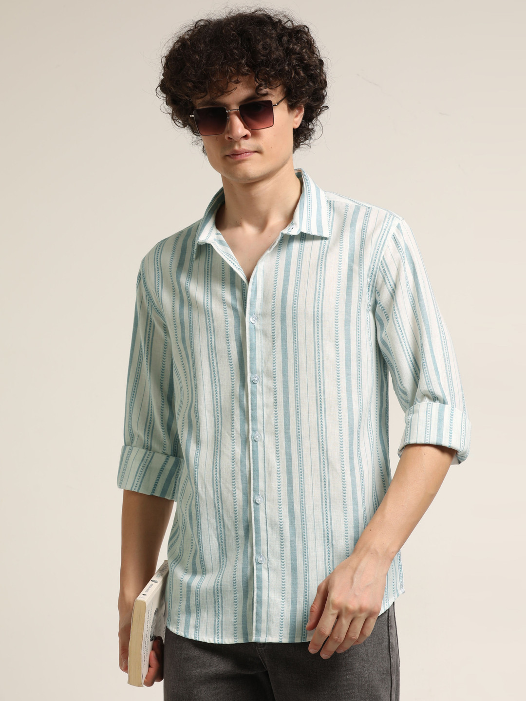 Bushirt Men Classic Striped Casual Shirt