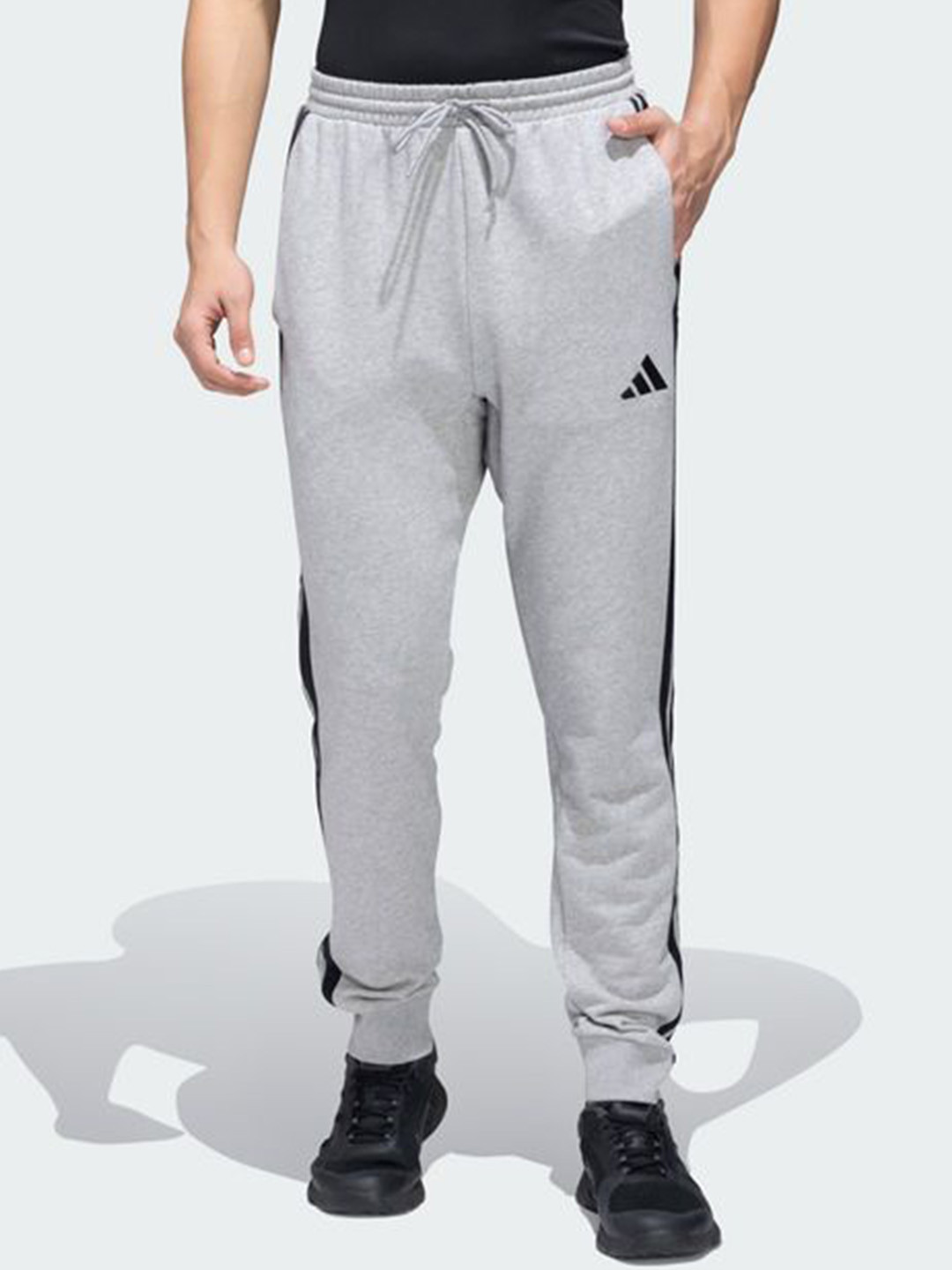ADIDAS Men Brand Logo Printed Pure Cotton Mid Rise Track Pants