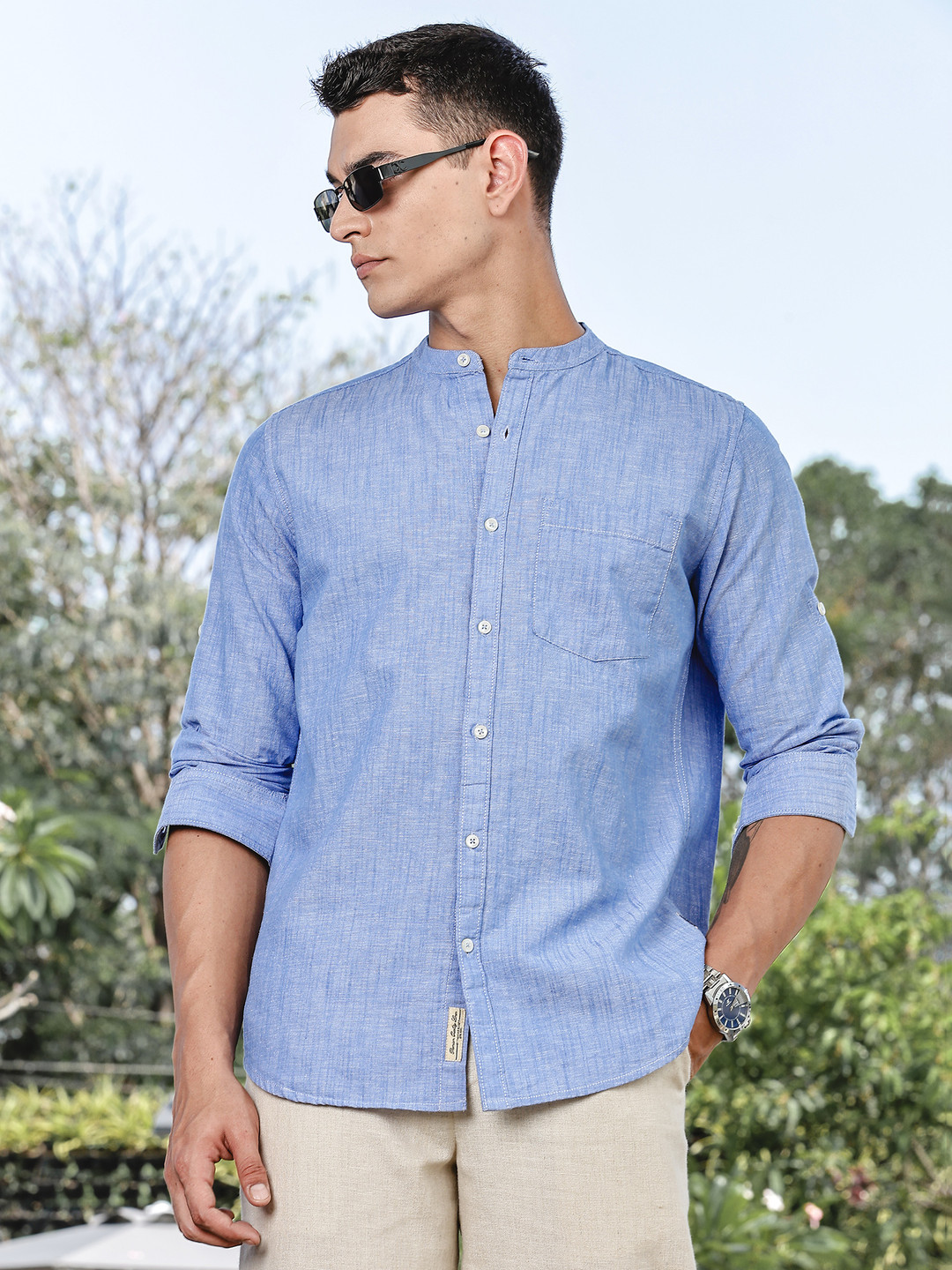 Thomas Scott Men Premium Slim Fit Opaque Casual Shirt