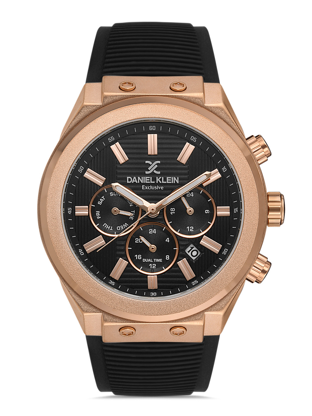 Daniel Klein Exclusive Men Black Dial & Silicon Straps Analogue Watch DK.1.13321-4_OR