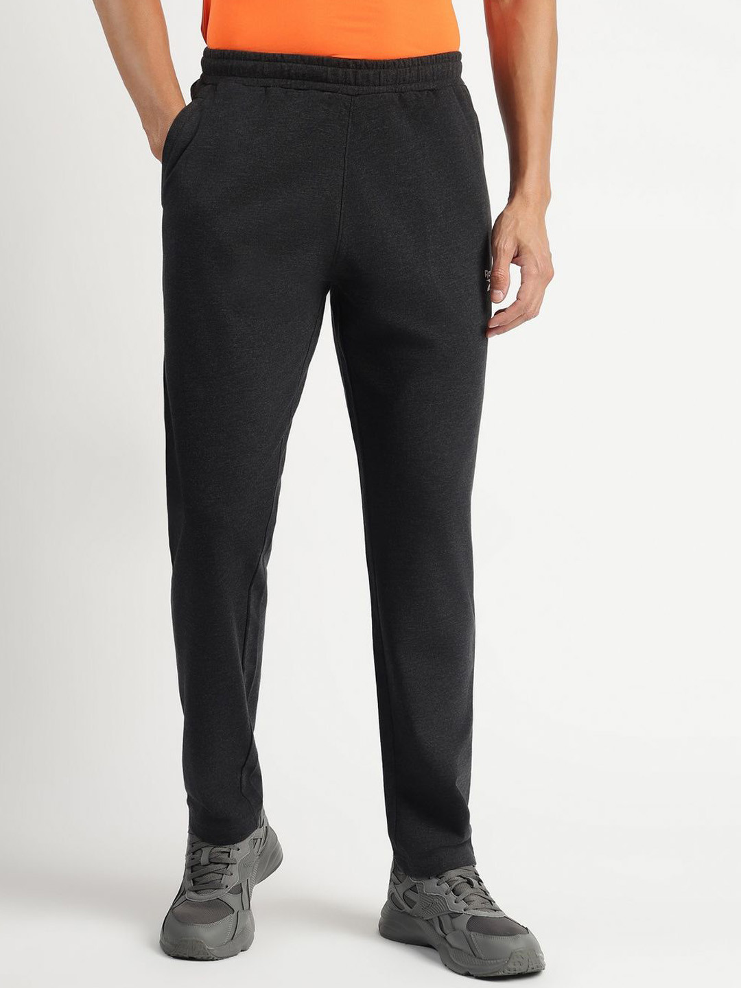 Reebok Men Textured Mid-Rise Track Pants