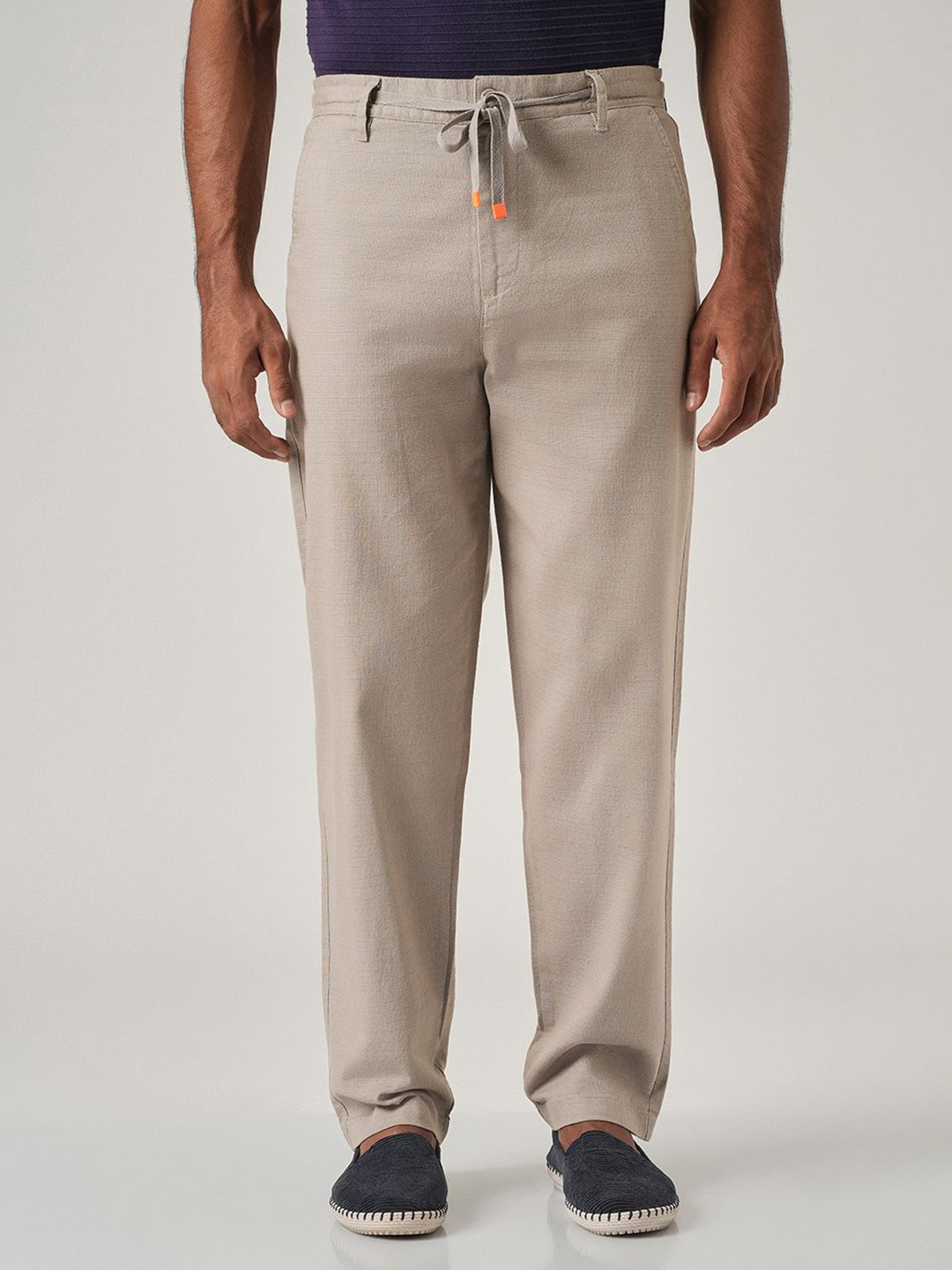 Banana Club Men Linen-Look Cotton Trousers