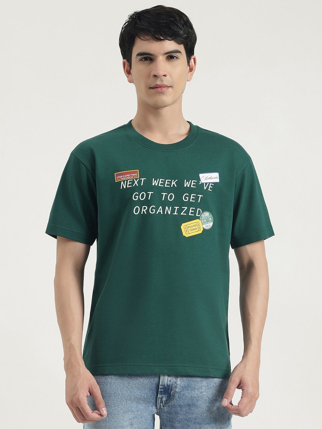 United Colors of Benetton Men Typography Printed Boxy T-shirt