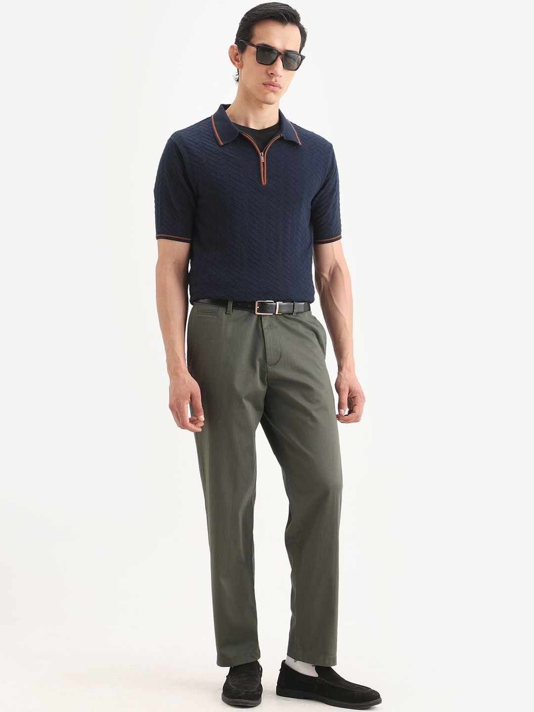 RARE RABBIT Men Olive Regular Fit Plain Trouser