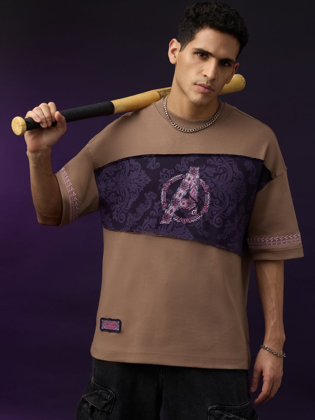 The Souled Store Men Oversized Avengers Brown Tshirts