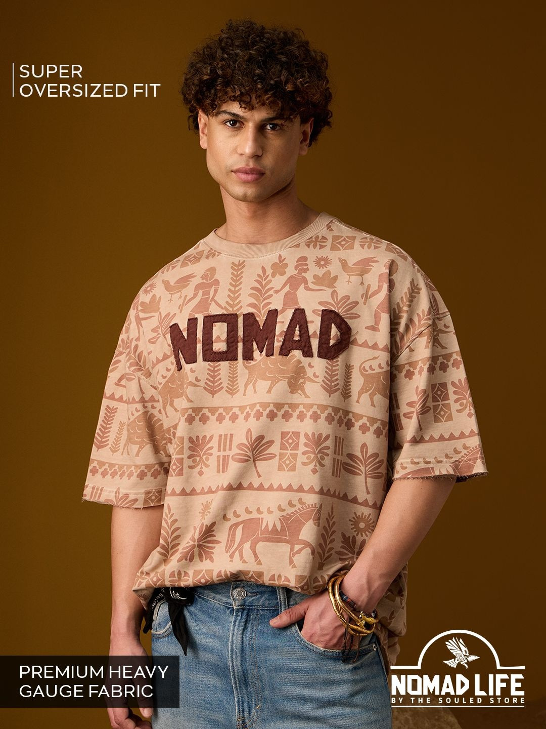 The Souled Store Men Oversized Nomad Multi Tshirts
