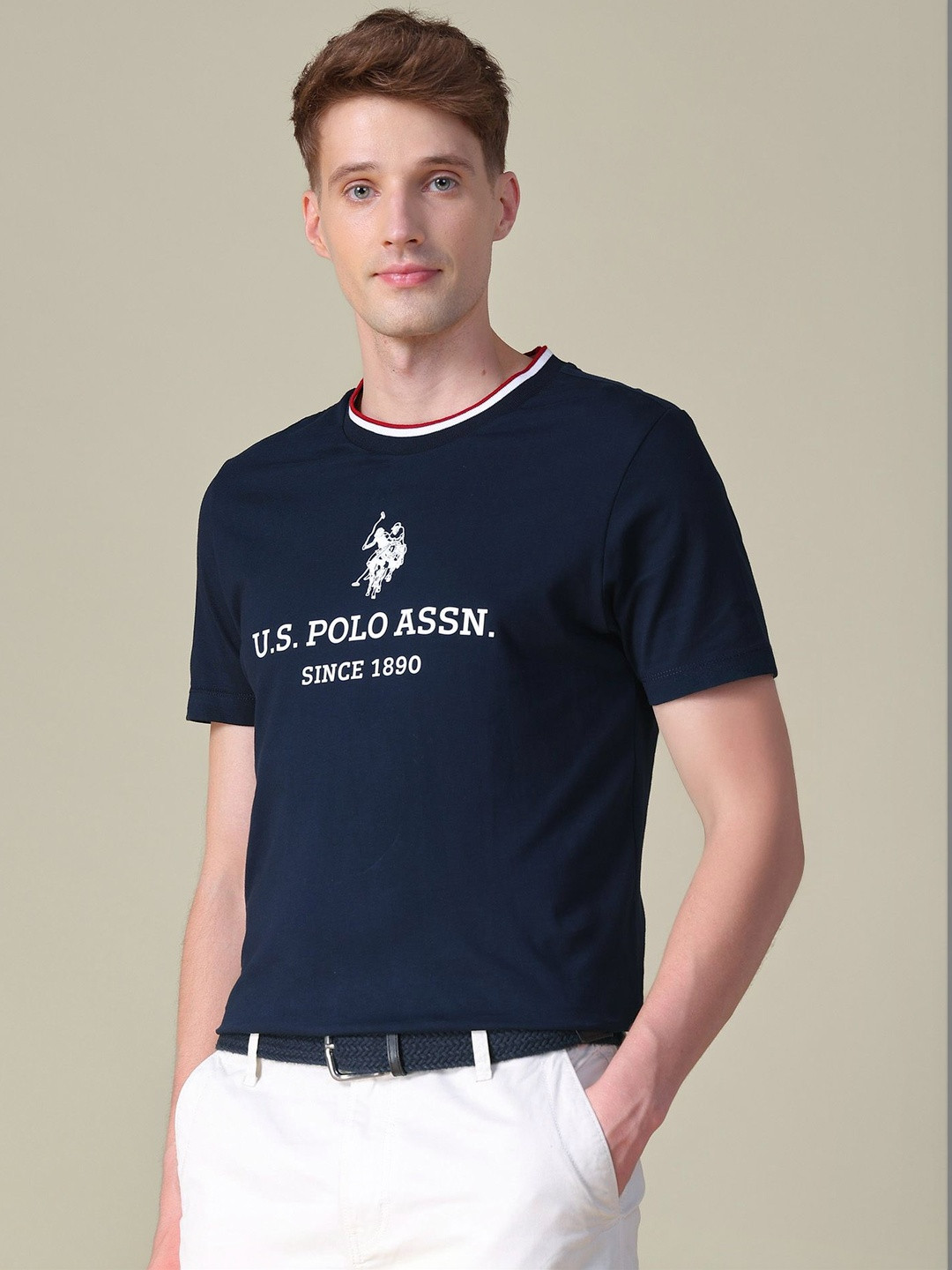 U.S. Polo Assn. Men Brand Logo Printed Slim Fit T-shirt