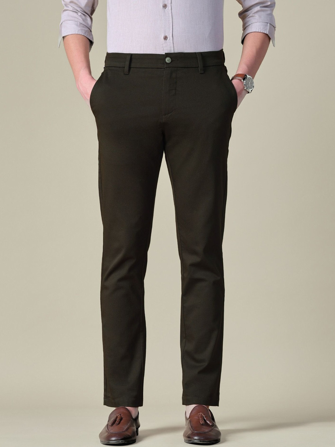 U.S. Polo Assn. Men Textured Slim Fit Trousers