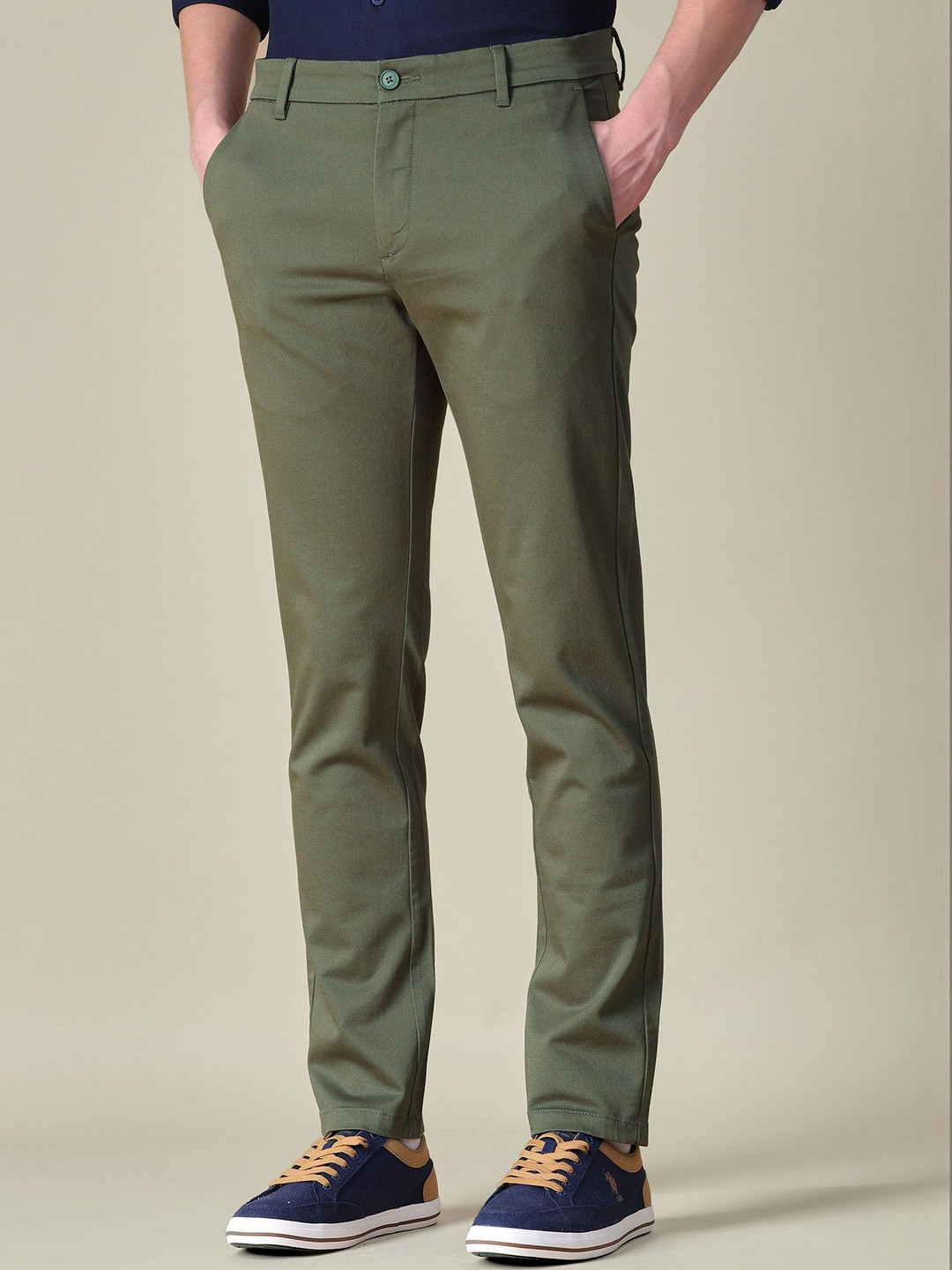 U.S. Polo Assn. Men Textured Slim Fit Trousers