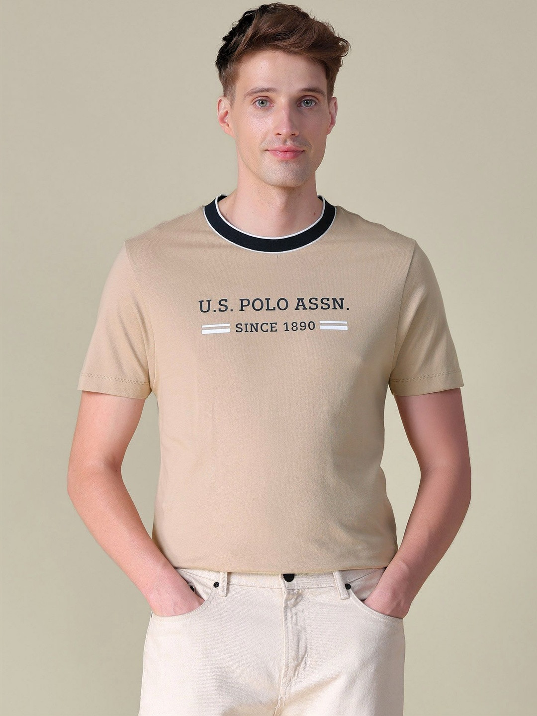 U.S. Polo Assn. Men Brand Logo Printed Slim Fit T-shirt