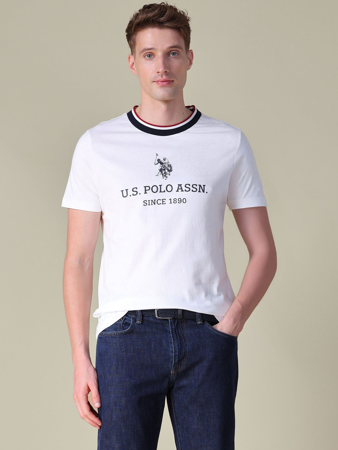 U.S. Polo Assn. Men Brand Logo Printed Slim Fit T-shirt