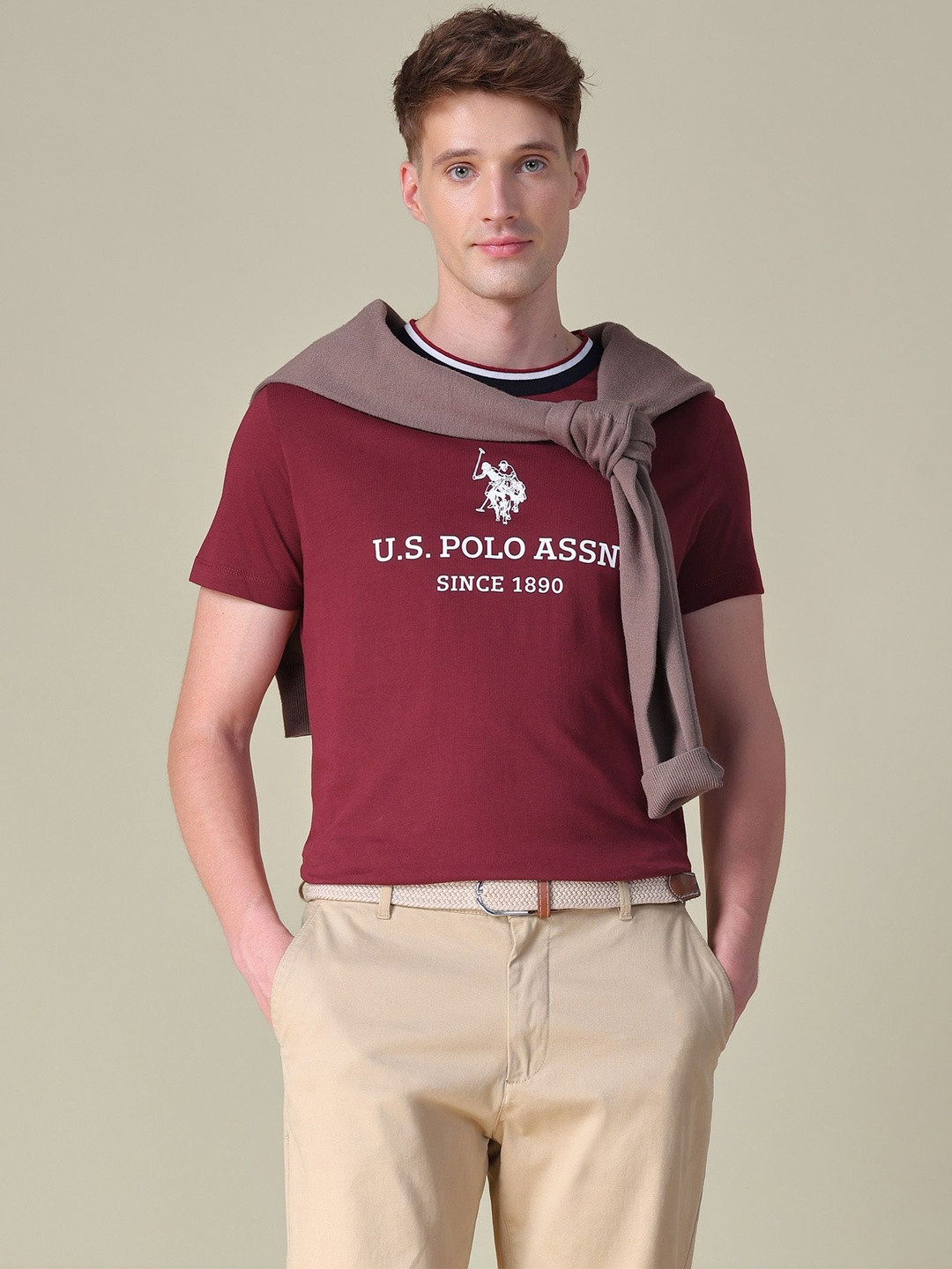 U.S. Polo Assn. Men Brand Logo Printed Slim Fit T-shirt