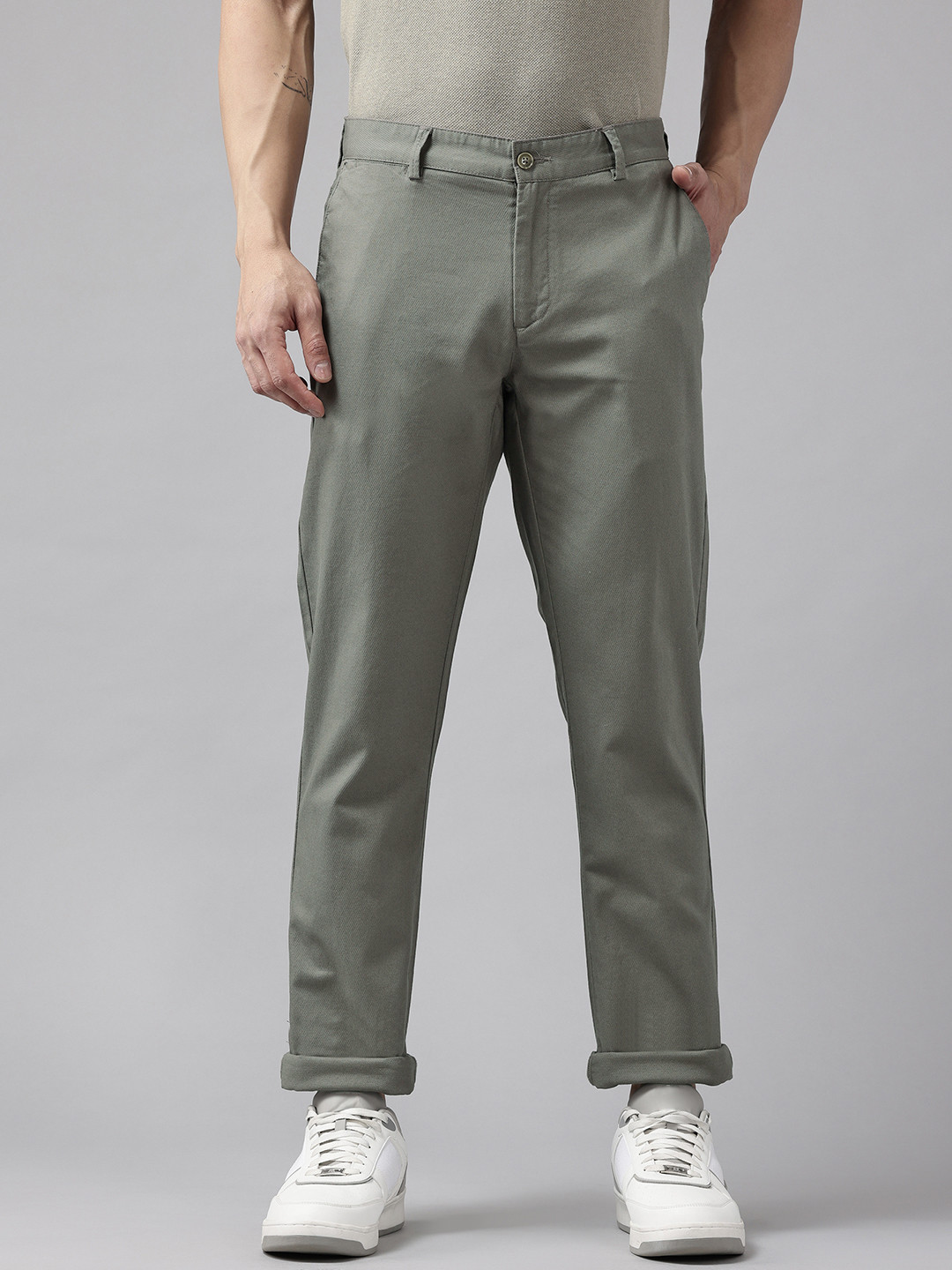 Blackberrys Mid-Rise Stretchable Chinos Trousers