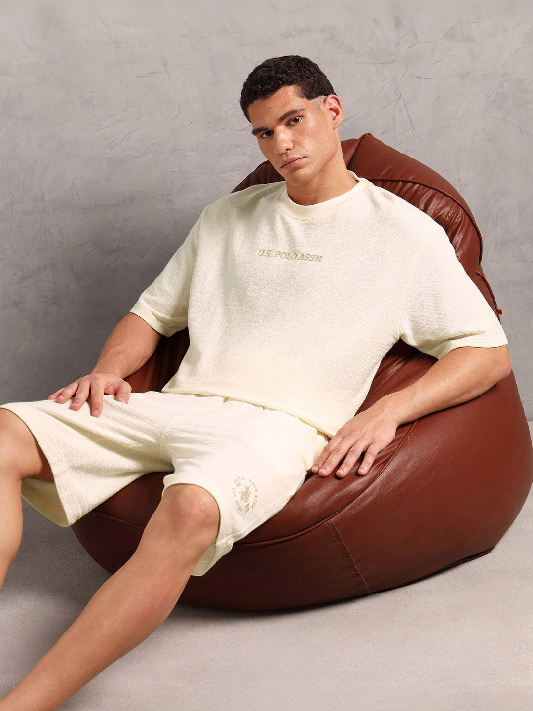 U.S. Polo Assn. Men Round Neck Short Sleeves Pure Cotton Lounge T-Shirt