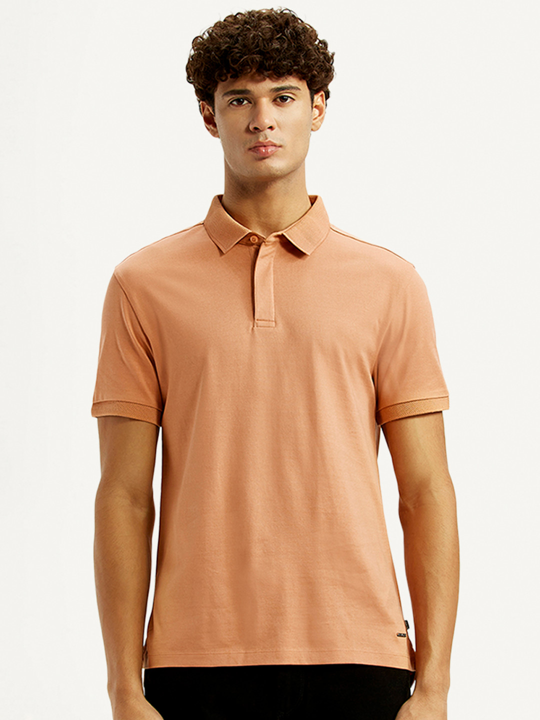 Levis Men Solid Polo Collar Cotton Slim Fit T-shirt