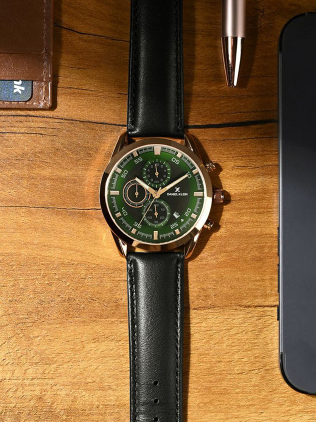 Daniel Klein Men Brass Dial & Leather Straps Analogue Watch DK.1.14291-4
