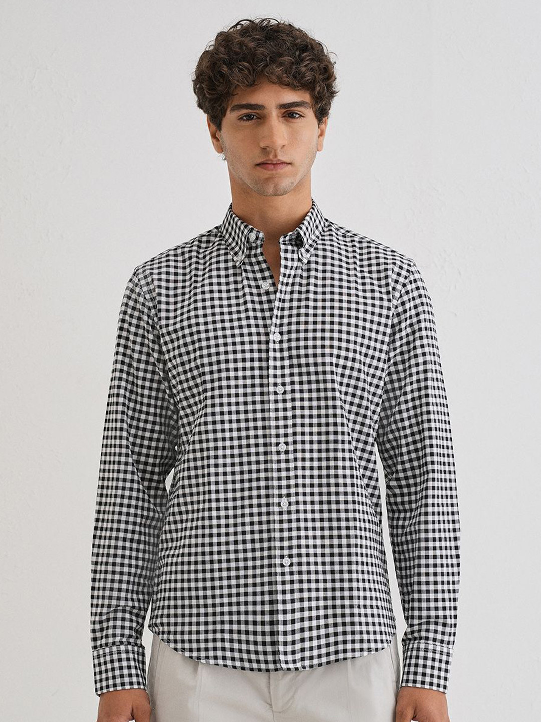 Banana Club Gingham Check Checks Cotton Long Sleeves Shirt