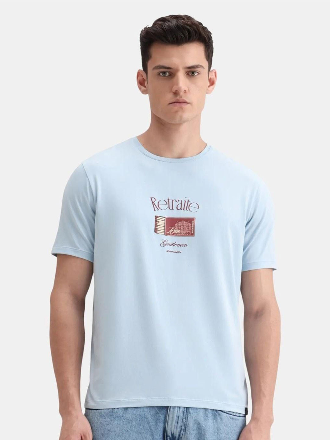 RARE RABBIT Swift Graphic Cotton Round Neck Short Sleeves T-shirt