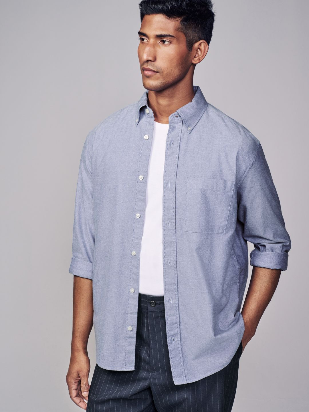 NEXT Pure Cotton Button-Down Collar Oxford Weave Casual Shirt