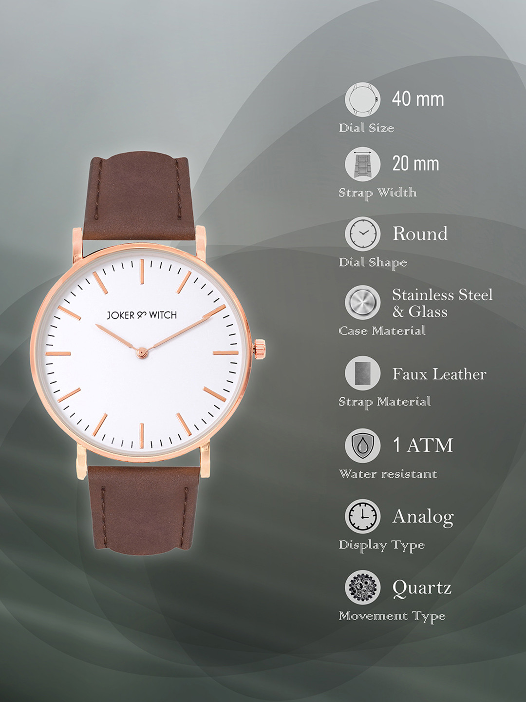 JOKER & WITCH Women White Dial & Brown Straps Analogue Watch AMWW452 - Image 6