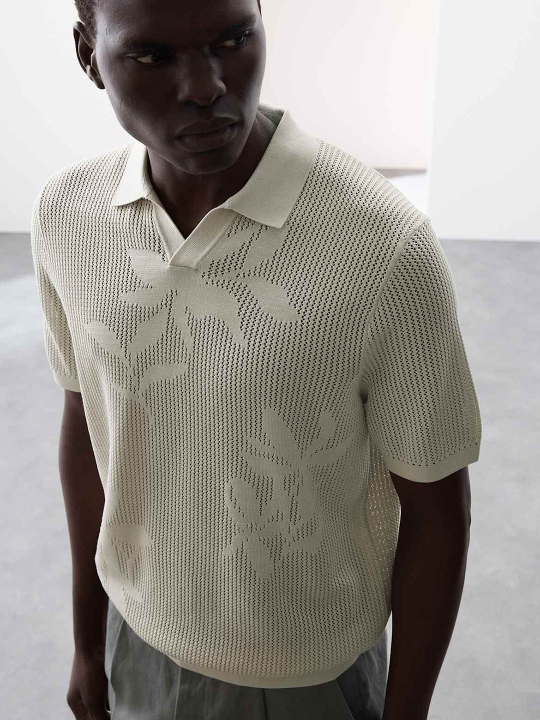 Marks & Spencer AUTOGRAPH Pure Cotton Floral Knitted Polo Shirt