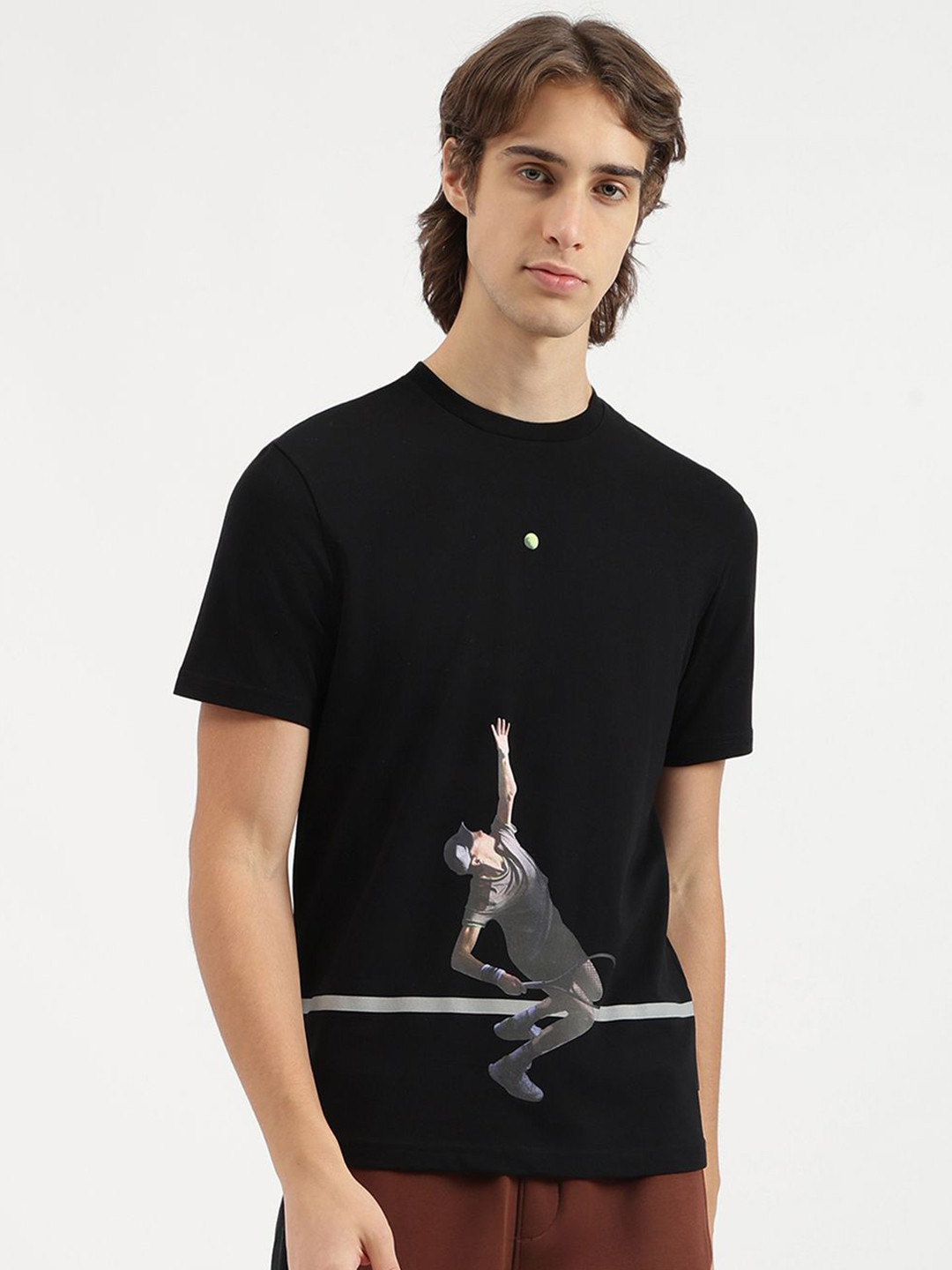United Colors of Benetton Men Graphic Printed Round Neck Cotton Relaxed Fit T-shirt